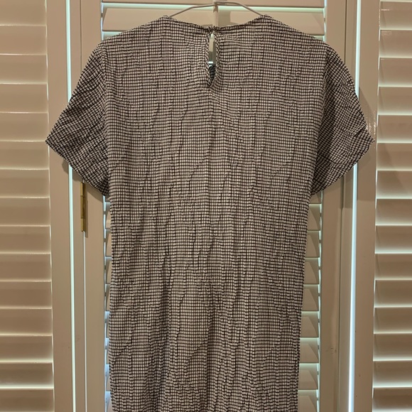 Zara Creased Effect Checkered Dress with Bow - Picture 12 of 14